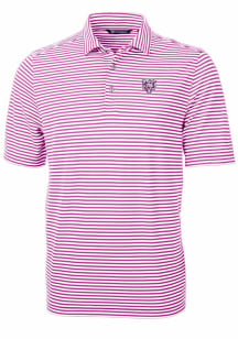 Cutter and Buck Chicago Bears Mens Purple Mono Virtue Eco Pique Stripe Short Sleeve Polo