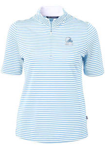 Cutter and Buck Cleveland Browns Womens Blue Mono Virtue Eco Pique Stripe Short Sleeve Polo Shirt
