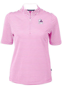 Cutter and Buck Cleveland Browns Womens Purple Mono Virtue Eco Pique Stripe Short Sleeve Polo Shir..