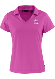 Cutter and Buck Cleveland Browns Womens Purple Mono Daybreak V Neck Short Sleeve Polo Shirt