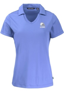 Cutter and Buck Cleveland Browns Womens Pink Mono Daybreak V Neck Short Sleeve Polo Shirt
