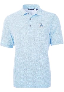 Cutter and Buck Cleveland Browns Mens Blue Mono Virtue Eco Pique Botanical Short Sleeve Polo