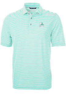 Cutter and Buck Cleveland Browns Mens Green Mono Virtue Eco Pique Stripe Short Sleeve Polo