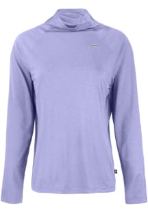 Cutter and Buck Los Angeles Chargers Womens Pink Mono Coastline Eco Funnel Neck Crew Sweatshirt