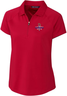 Cutter and Buck Texas Rangers Womens Red 2023 World Series Champions Forge Short Sleeve Polo Shi..