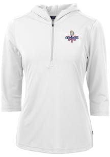 Cutter and Buck Texas Rangers Womens White 2023 World Series Champions Virtue Eco Pique Hooded S..