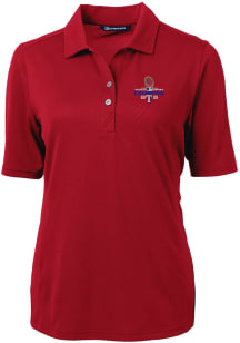 Cutter and Buck Texas Rangers Womens Red 2023 World Series Champions Virtue Eco Pique Short Slee..
