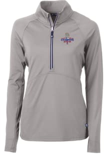 Cutter and Buck Texas Rangers Womens Grey 2023 World Series Champions Adapt Eco 1/4 Zip Pullover