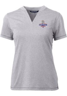 Cutter and Buck Texas Rangers Womens Grey 2023 World Series Champions Forge Short Sleeve T-Shirt