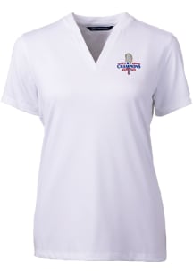 Cutter and Buck Texas Rangers Womens White 2023 World Series Champions Forge Short Sleeve T-Shir..