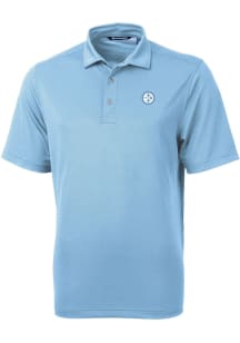 Cutter and Buck Pittsburgh Steelers Mens Blue Mono Virtue Eco Pique Short Sleeve Polo