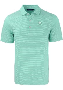 Cutter and Buck Pittsburgh Steelers Mens Green Mono Forge Double Stripe Short Sleeve Polo