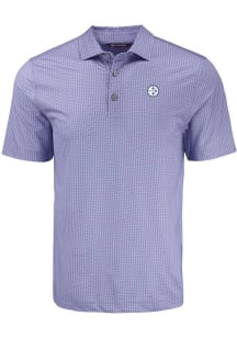 Cutter and Buck Pittsburgh Steelers Mens Pink Mono Pike Shadow Check Short Sleeve Polo
