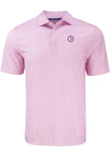 Cutter and Buck Pittsburgh Steelers Mens Purple Mono Pike Diamond Dot Short Sleeve Polo