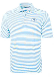 Cutter and Buck San Francisco 49ers Blue Mono Virtue Eco Pique Stripe Big and Tall Polo