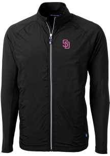 Cutter and Buck San Diego Padres Mens Black City Connect Adapt Eco Big and Tall Light Weight Jac..