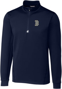 Cutter and Buck Boston Red Sox Mens Navy Blue City Connect Traverse Big and Tall 1/4 Zip Pullove..
