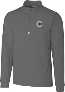 Cutter and Buck Chicago Cubs Mens Grey City Connect Traverse Big and Tall 1/4 Zip Pullover
