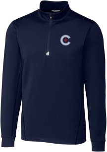 Cutter and Buck Chicago Cubs Mens Navy Blue City Connect Traverse Big and Tall 1/4 Zip Pullover