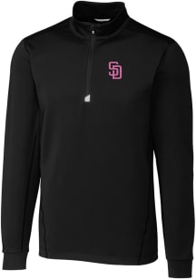 Cutter and Buck San Diego Padres Mens Black City Connect Traverse Big and Tall 1/4 Zip Pullover