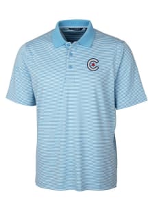 Cutter and Buck Chicago Cubs Big and Tall Light Blue City Connect Forge Big and Tall Golf Shirt