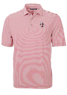 Cutter and Buck Indiana Hoosiers Mens Crimson Virtue Stripe Short Sleeve Polo