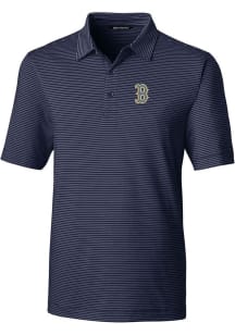 Cutter and Buck Boston Red Sox Navy Blue City Connect Forge Pencil Stripe Big and Tall Polo