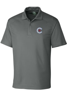 Cutter and Buck Chicago Cubs Big and Tall Grey City Connect Drytec Genre Big and Tall Golf Shirt