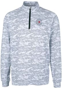 Cutter and Buck Chicago Cubs Mens Charcoal City Connect Traverse Big and Tall 1/4 Zip Pullover