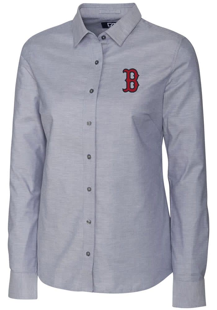 Boston Red Sox Cutter & Buck Stretch Oxford Mens Long Sleeve Dress Shirt -  Cutter & Buck