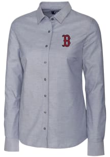 Cutter and Buck Boston Red Sox Womens Stretch Oxford Long Sleeve Grey Dress Shirt