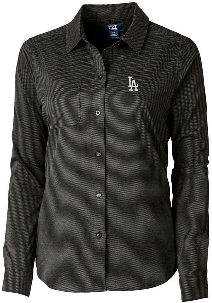 Los Angeles Dodgers Cutter & Buck Versatech Pinstripe Stretch Womens Long Sleeve Dress Shirt