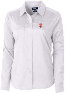 Cutter and Buck San Francisco Giants Womens Versatech Geo Long Sleeve White Dress Shirt