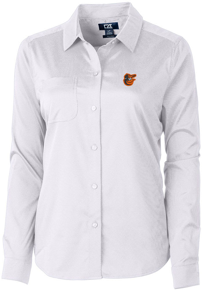 Baltimore Orioles Cutter & Buck Versatech Pinstripe Stretch Womens Long Sleeve Dress Shirt