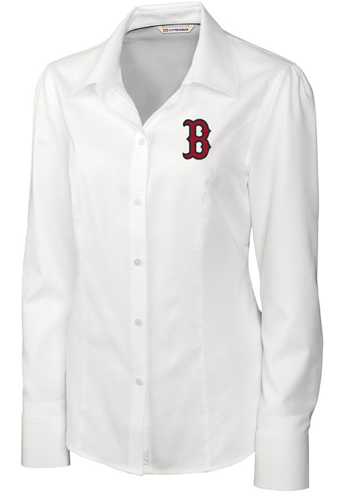 Boston Red Sox Cutter & Buck Stretch Oxford Mens Long Sleeve Dress Shirt -  Cutter & Buck