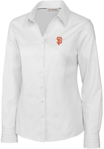 Cutter and Buck San Francisco Giants Womens Epic Easy Care Fine Twill Long Sleeve White Dress Sh..
