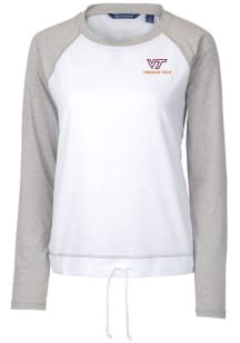 Cutter and Buck Virginia Tech Hokies Womens White Response Lightweight Long Sleeve Pullover