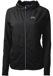 Cutter and Buck TCU Horned Frogs Womens Black Adapt Eco Long Sleeve Full Zip Jacket
