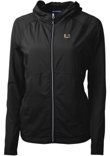 Cutter and Buck Miami Hurricanes Womens Black Adapt Eco Light Weight Jacket