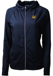 Cutter and Buck Cal Golden Bears Womens Navy Blue Adapt Eco Long Sleeve Full Zip Jacket