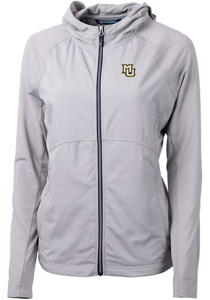Cutter and Buck Marquette Golden Eagles Womens Grey Adapt Eco Long Sleeve Full Zip Jacket
