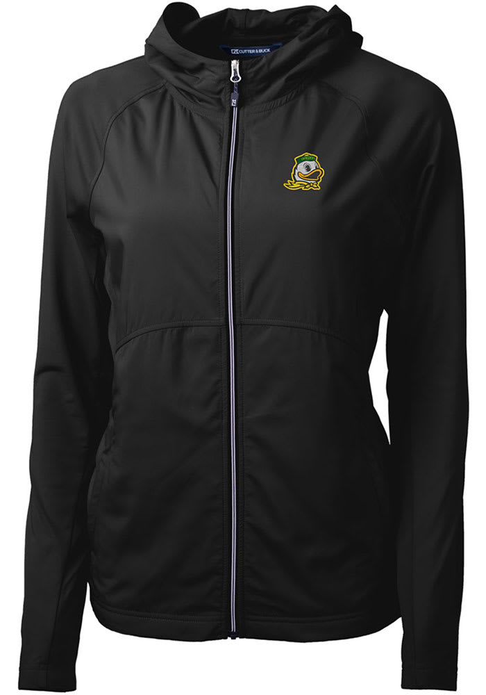 Cutter and Buck Oregon Ducks Womens Black Adapt Eco Long Sleeve Full Zip Jacket