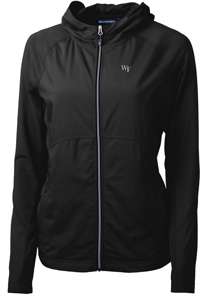 Cutter and Buck Wake Forest Demon Deacons Womens Black Adapt Eco Long Sleeve Full Zip Jacket