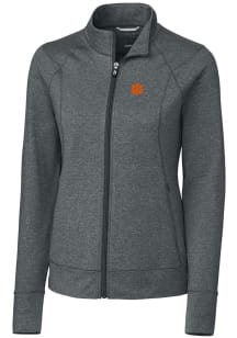Cutter and Buck Clemson Tigers Womens Charcoal Shoreline Heathered Long Sleeve Full Zip Jacket
