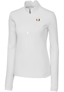 Cutter and Buck Miami Hurricanes Womens White Traverse 1/4 Zip Pullover