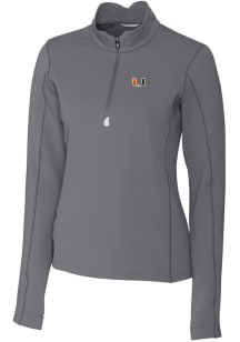 Cutter and Buck Miami Hurricanes Womens Grey Traverse 1/4 Zip Pullover