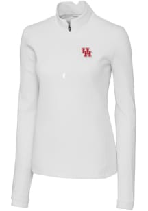 Cutter and Buck Houston Cougars Womens White Traverse 1/4 Zip Pullover