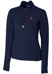 Cutter and Buck Illinois Fighting Illini Womens Navy Blue Traverse 1/4 Zip Pullover