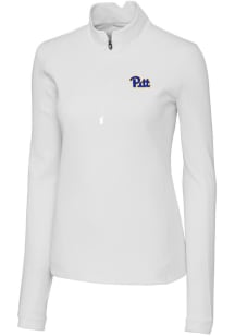 Cutter and Buck Pitt Panthers Womens White Traverse 1/4 Zip Pullover