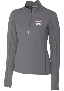 Cutter and Buck Mississippi State Bulldogs Womens Grey Traverse 1/4 Zip Pullover